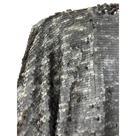 NWT Free People Draped Silver Gray Sequin Jacket | Mob Wife Glam Boho Streetwear - Picture 9 of 16